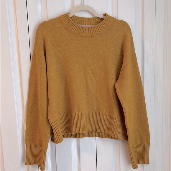 Feathery Jackson Sweater In Marigold. Mock Neck. Cotton Blend. Size Small - Picture 2 of 7